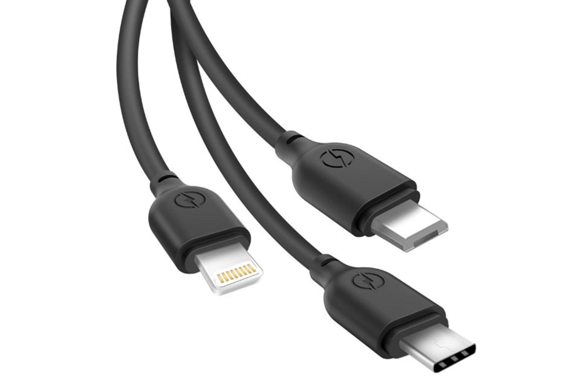 کانکتور کابل شارژ USB ایکس او Type-A به Type-C+Micro-USB+Lightning مدل NB103 با طول 1 متر