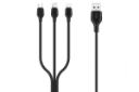 کابل شارژ USB ایکس او Type-A به Type-C+Micro-USB+Lightning مدل NB103 با طول 1 متر