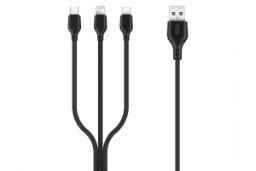 کابل شارژ USB ایکس او Type-A به Type-C+Micro-USB+Lightning مدل NB103 با طول 1 متر