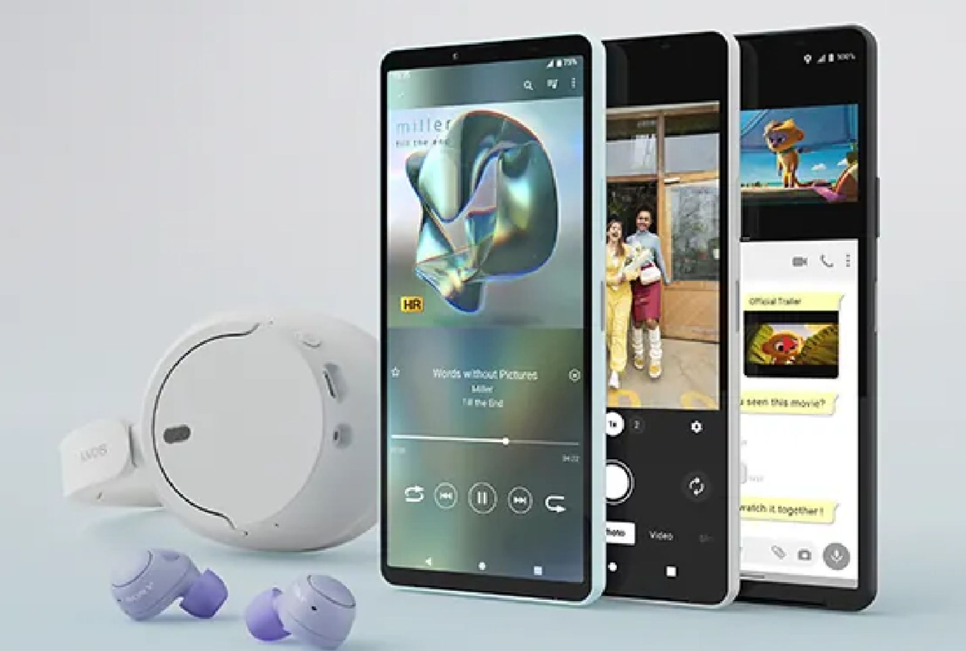 ایرباد در کنار سه رنگ از گوشی  Xperia 10 VI 