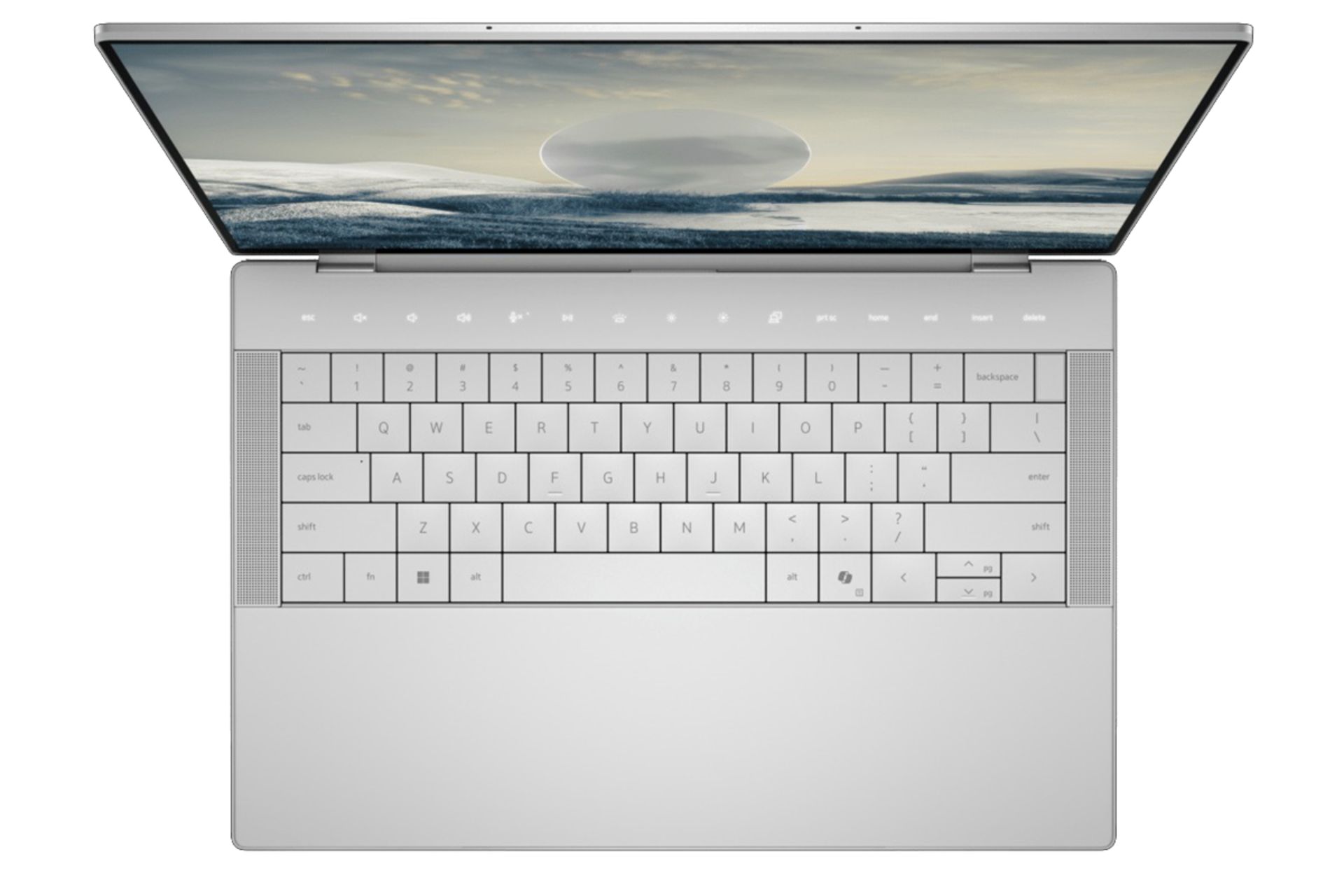 لپ تاپ ۱۴ اینچی سفید دل از بالا