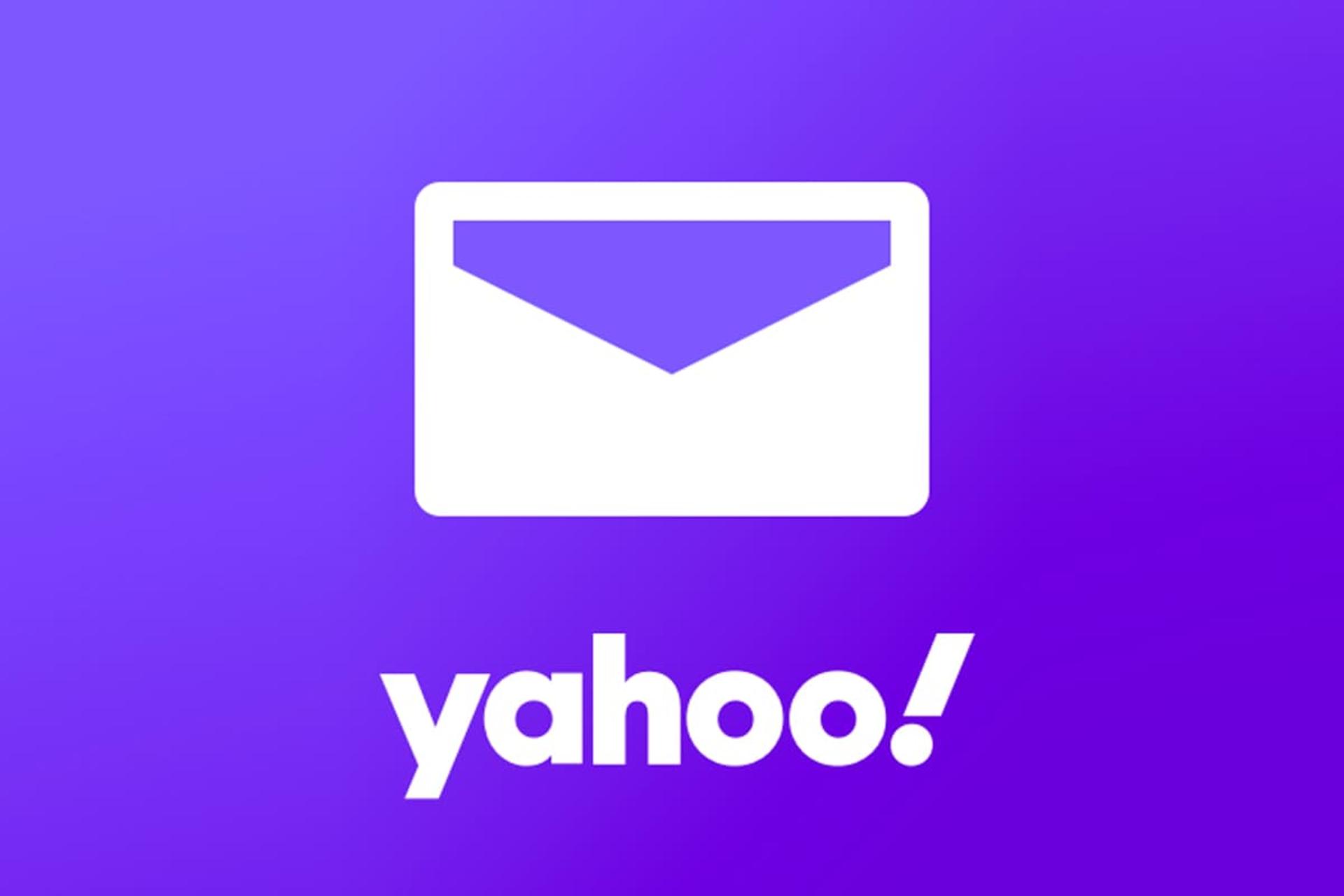 لوگو یاهو میل / Yahoo Mail در پس زمینه بنفش