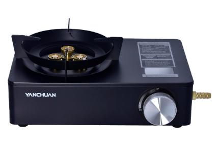 نمای جلوی اجاق سفری یانچوان YC-8502B با نمایش درجه تنظیم گرما و لوگو رنگ مشکی