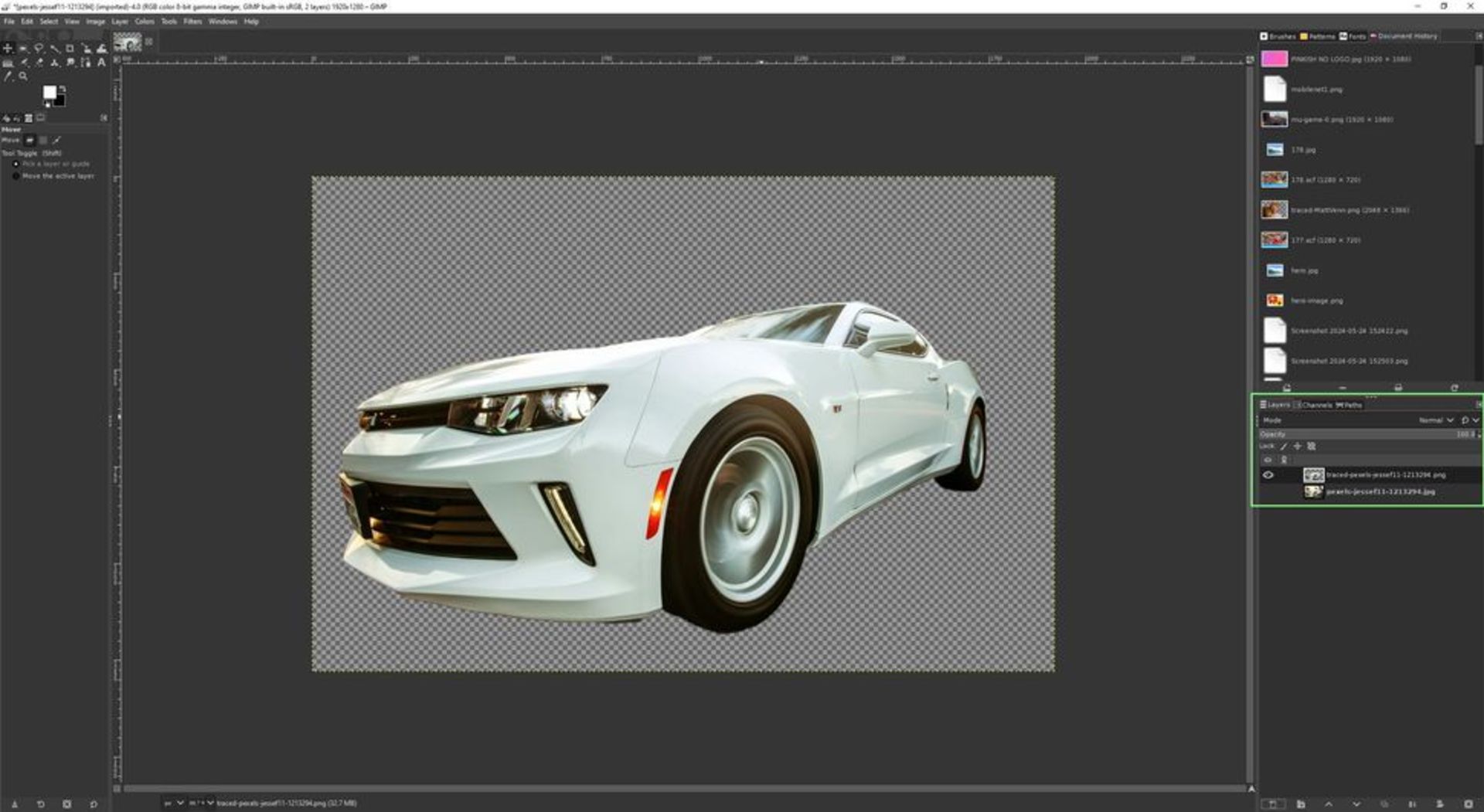تصویر لایه‌ها در نرم‌افزار گیمپ