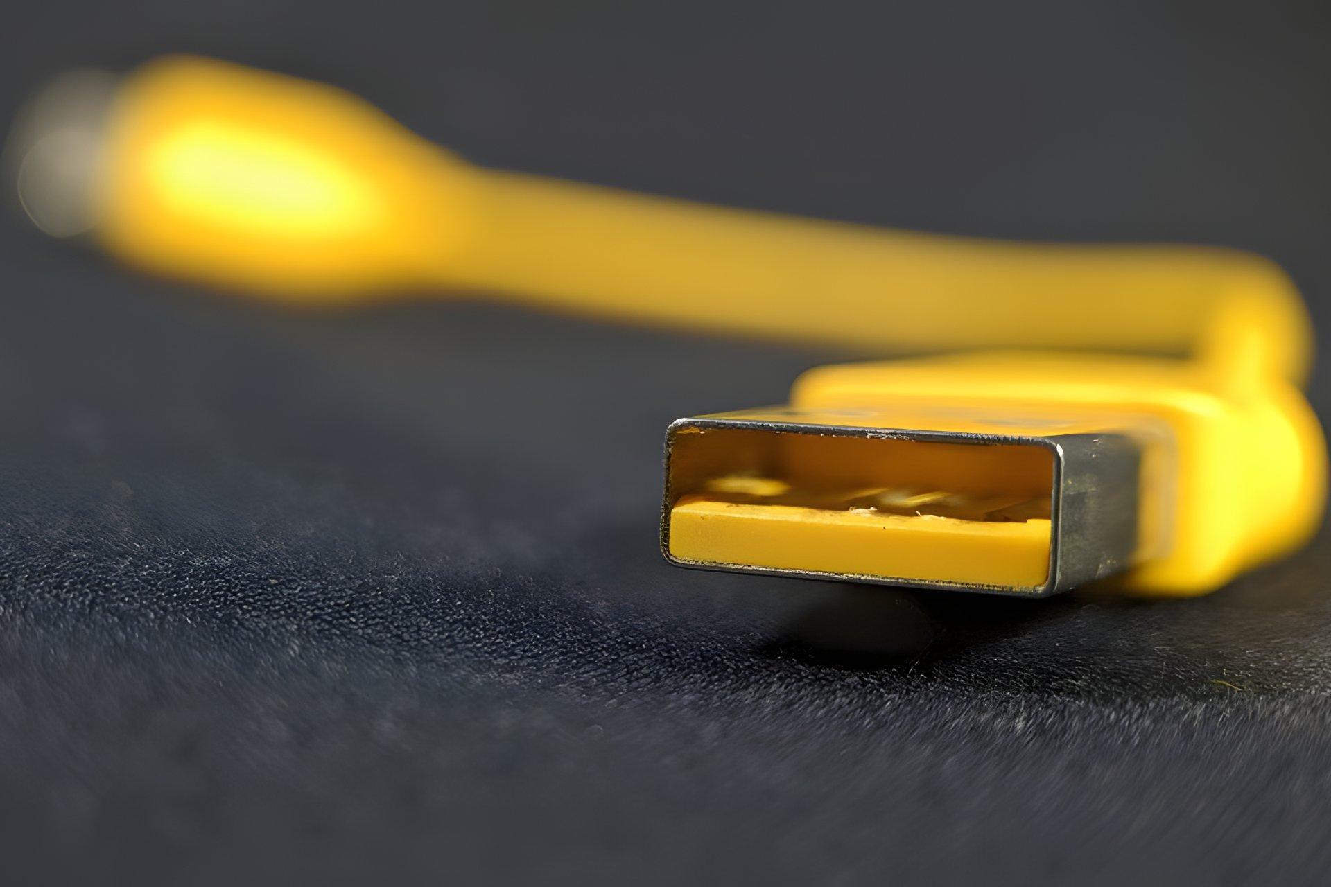کابل USB زرد رنگ