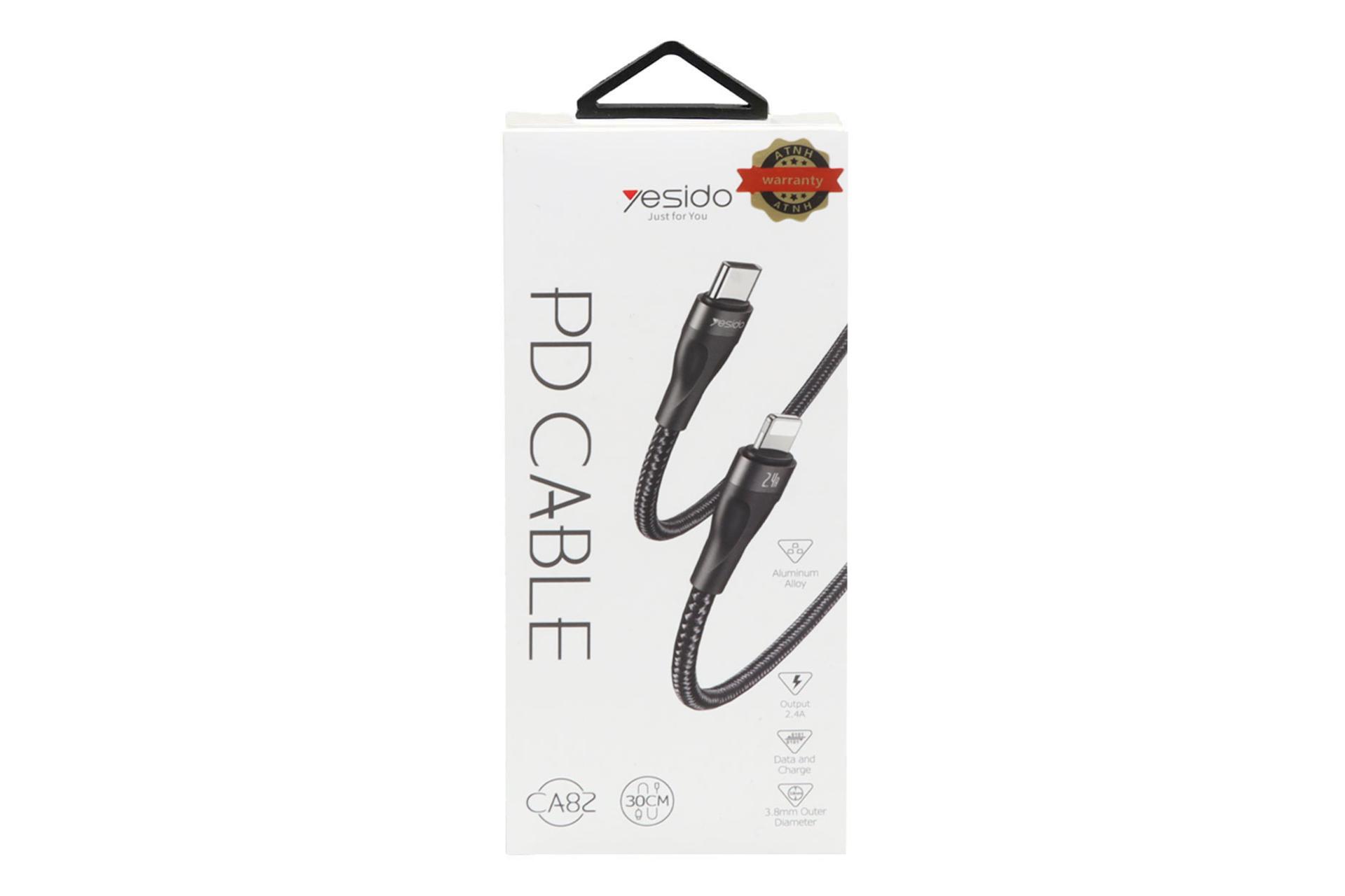 جعبه کابل شارژ USB یسیدو Type-C به Lightning مدل CA82 با طول 0.3 متر
