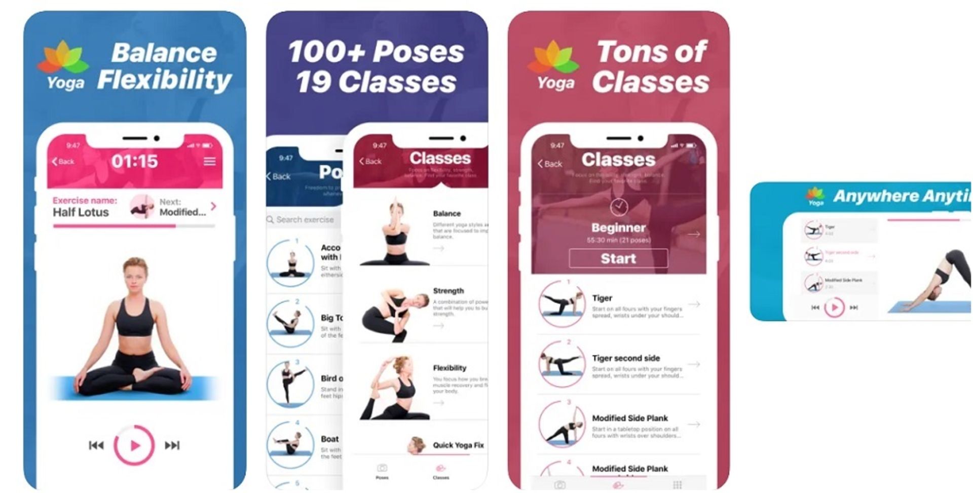 اپلیکیشن yoga poses classes at home برای تمرین در منزل