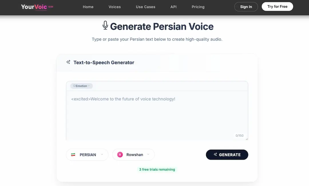 YourVoic هوش مصنوعی تبدیل متن به صدا