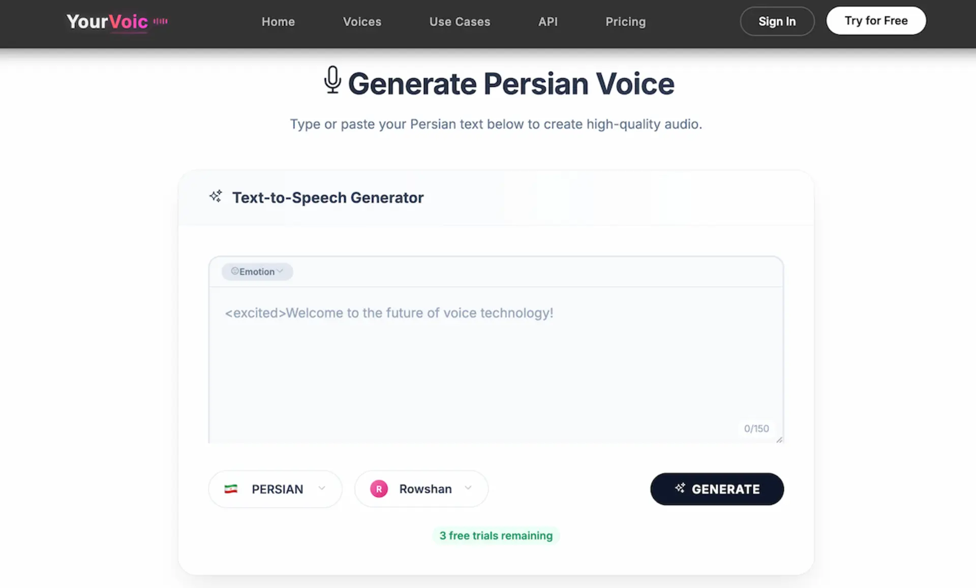 YourVoic هوش مصنوعی تبدیل متن به صدا