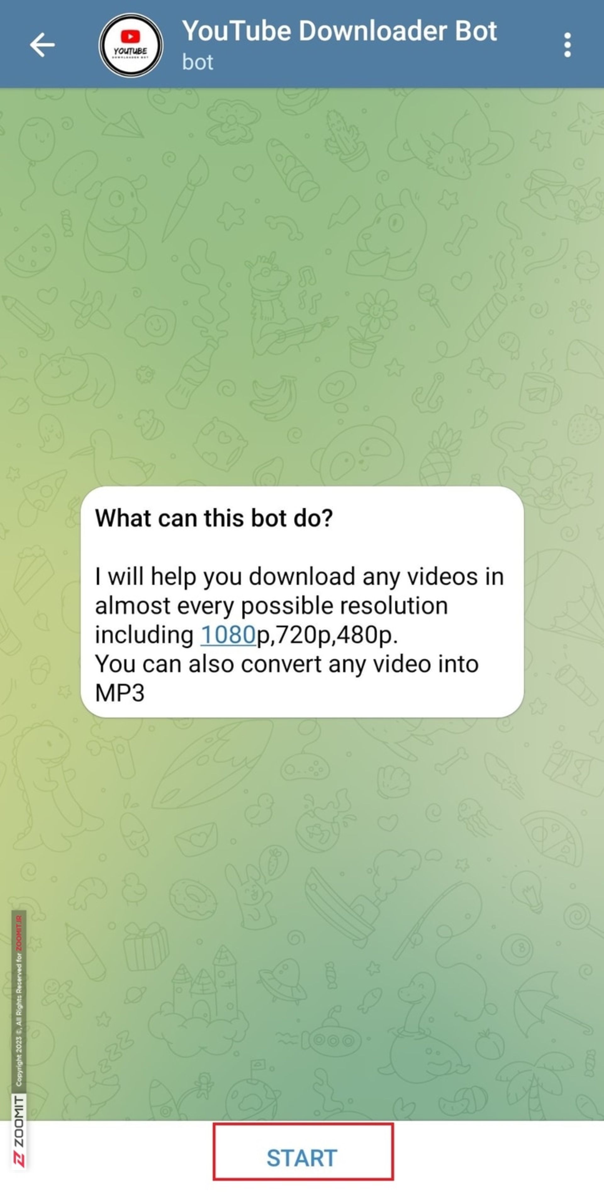 مرحله اول دانلود فیلم یوتیوب با ربات تلگرامی youtube downloader