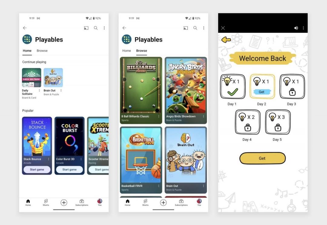 ویژگی جدید Playables در یوتیوب