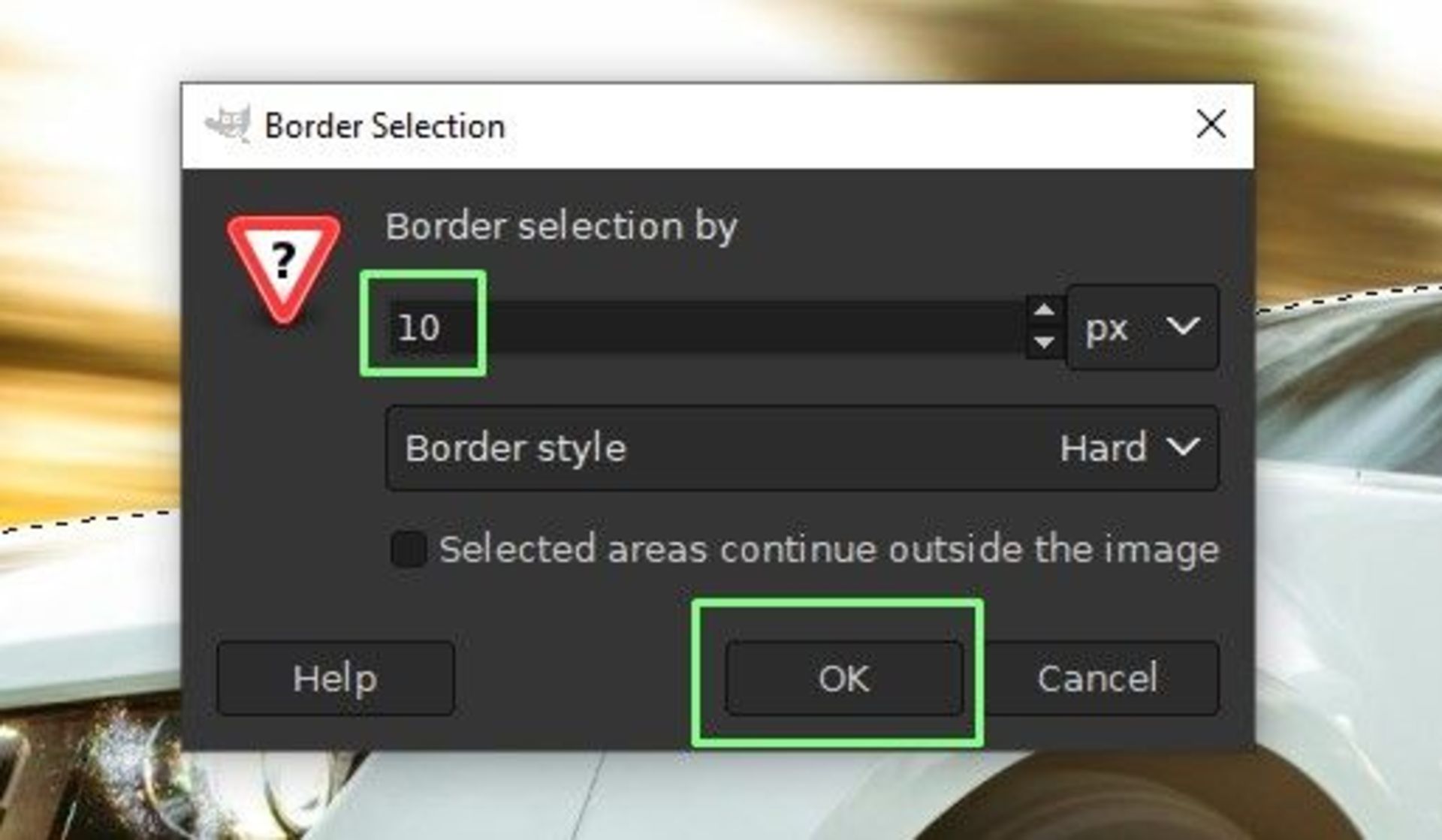 قراردادن حاشیه ۱۰ پیکسلی برای سوژه