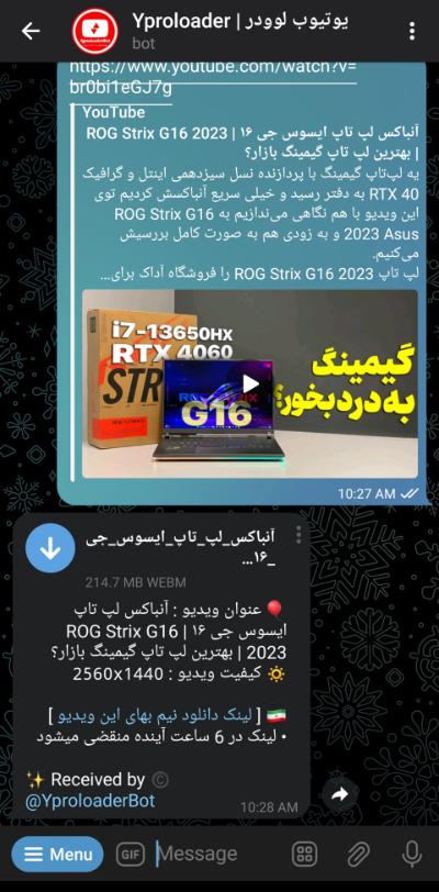 The video file is ready to download in Telegram bot