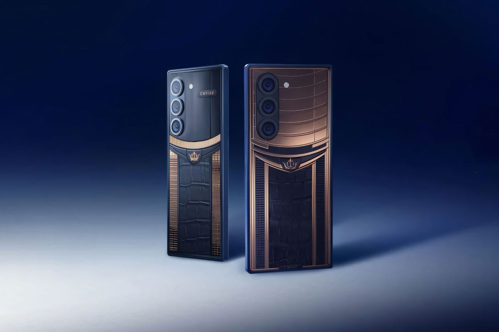 پوستر رسمی کاویار از کالکشن کورونا گوشی تاشدنی گلکسی زد فولد ۶ رنگ طلایی و مشکی