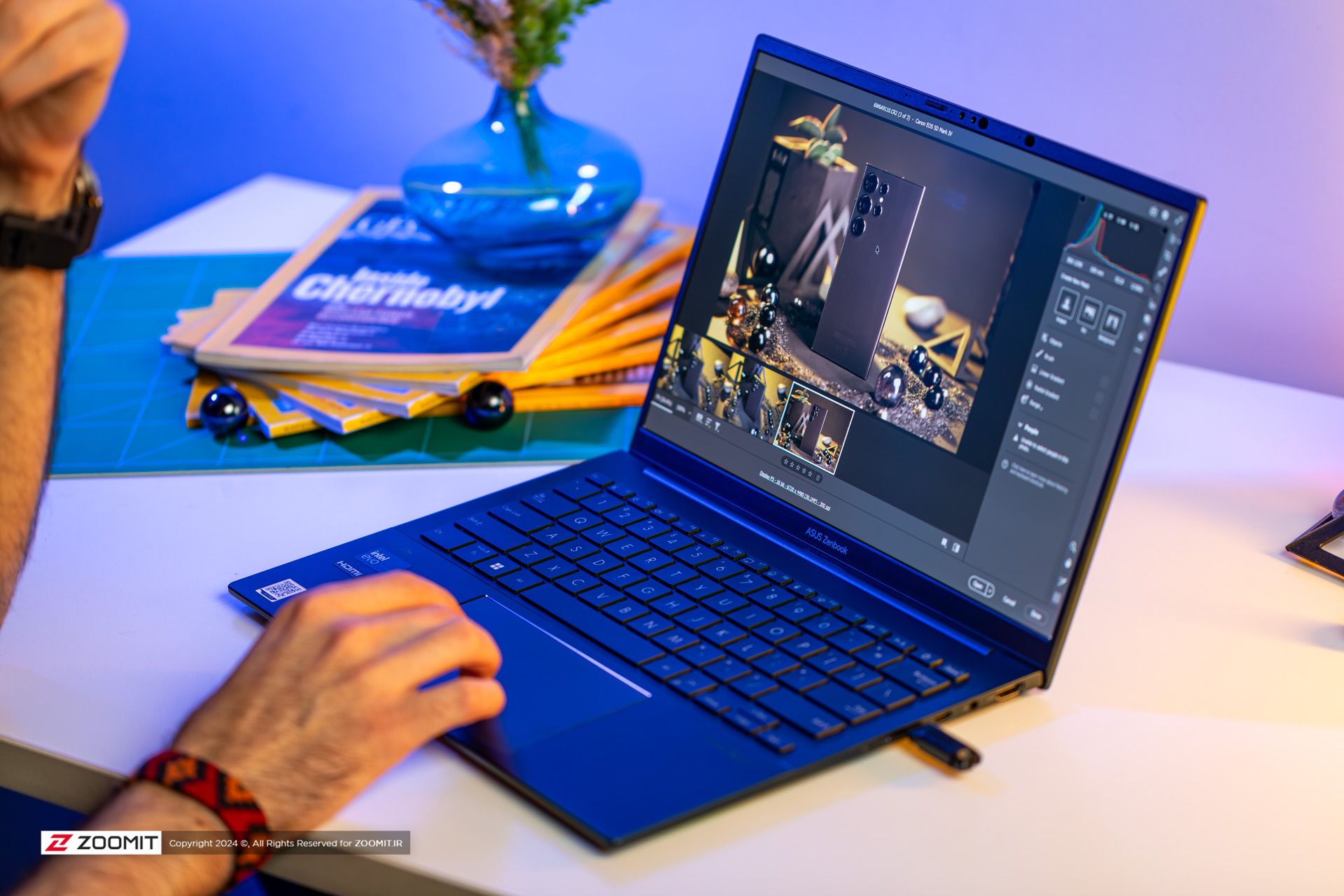 Zenbook 14 ایسوس حین ادیت عکس
