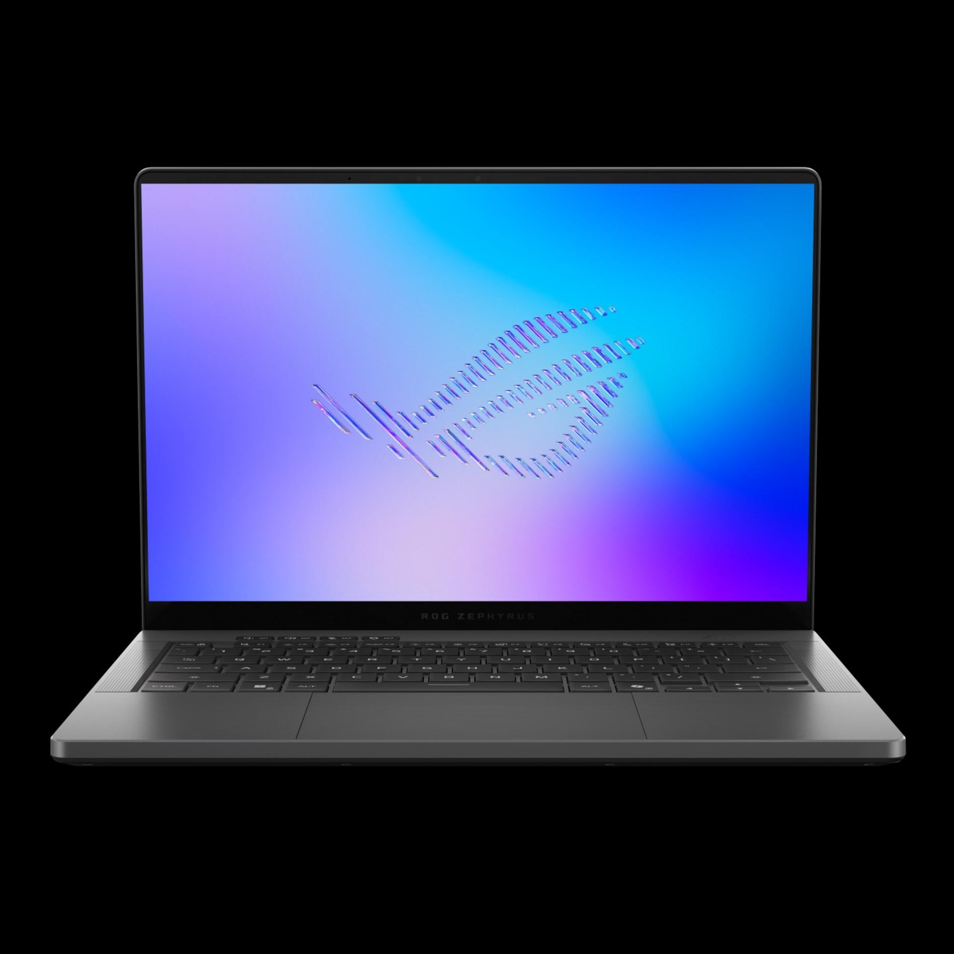 نمای جلو لپ‌تاپ ایسوس ROG Zephyrus G14 2026 رنگ نقره‌ای