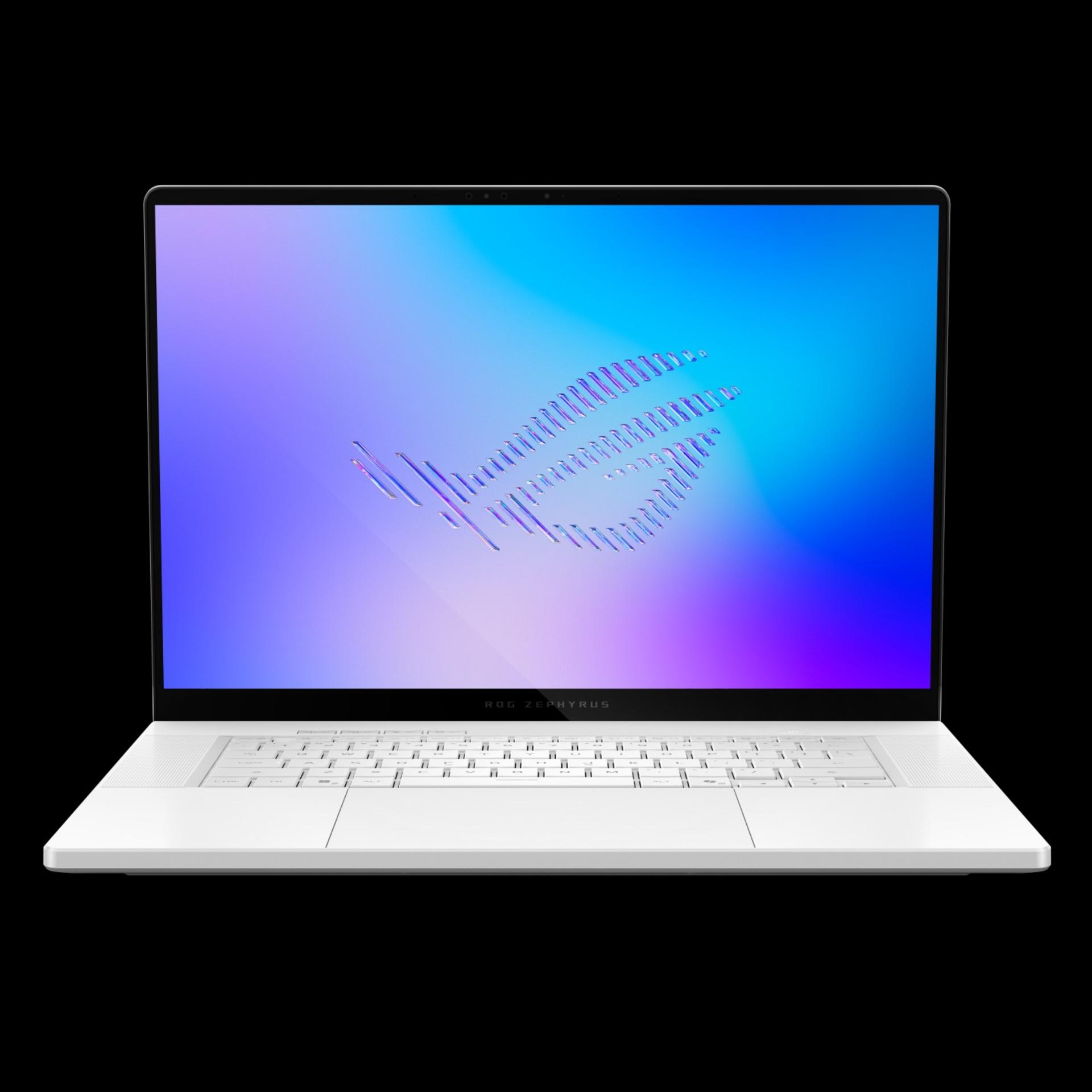 نمای جلو لپ‌تاپ ایسوس ROG Zephyrus G16 2026 رنگ سفید