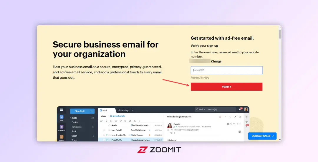 روش ساخت ایمیل Zoho
