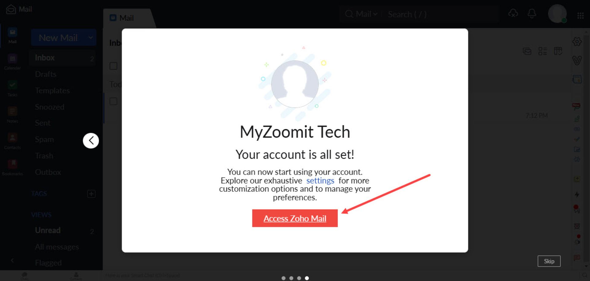 محیط ایمیل Zoho