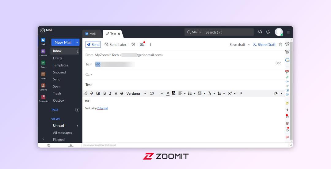 ارسال ایمیل Zoho