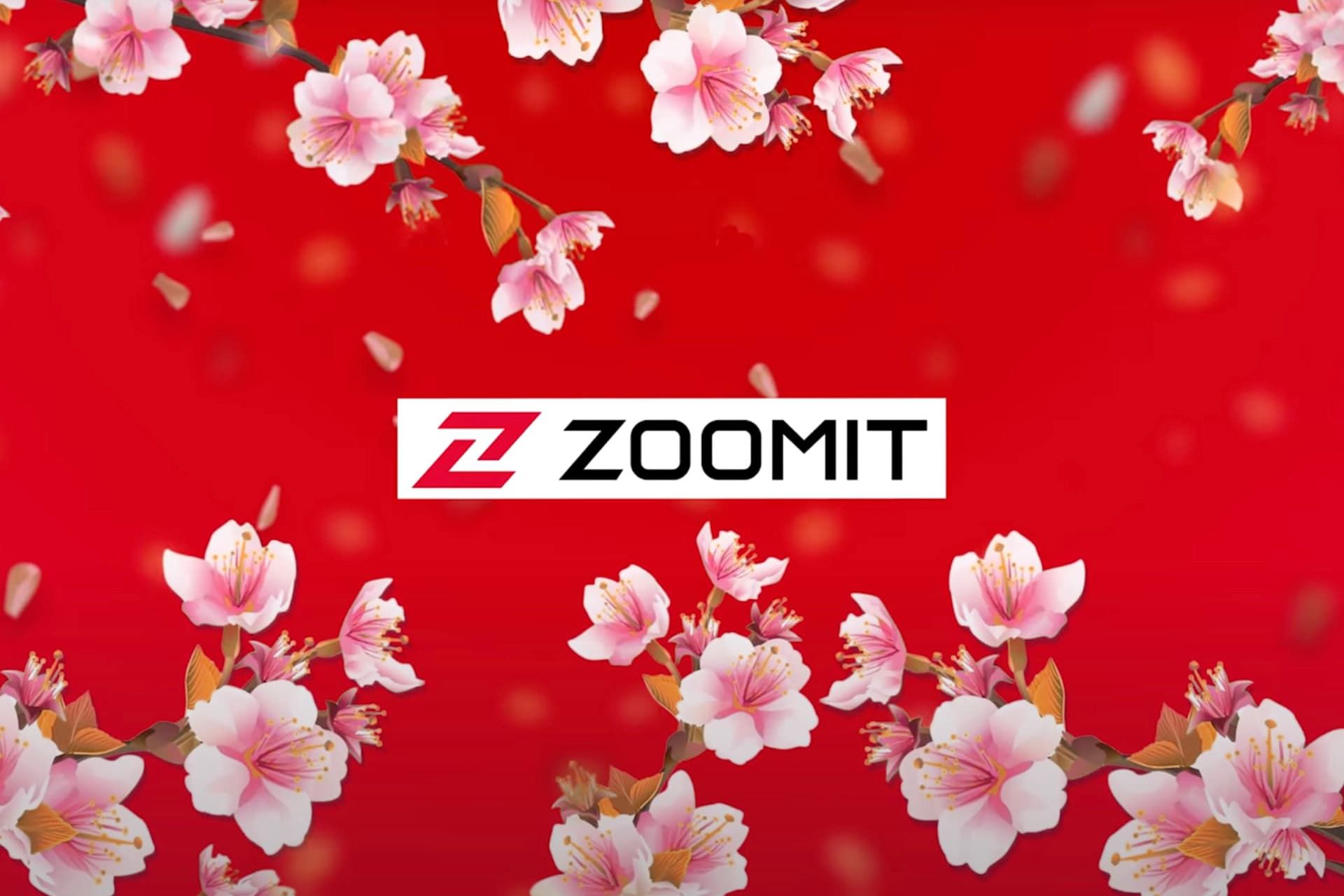 لوگو زومیت در بین گل و پس زمینه قرمز