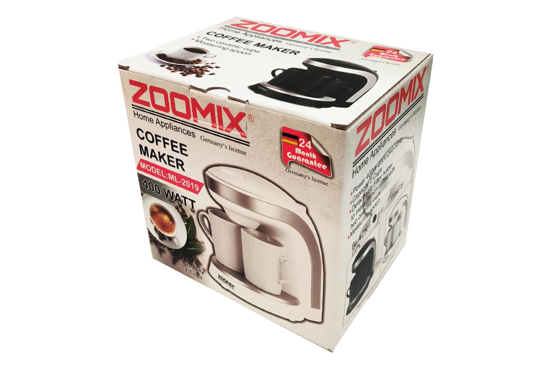 قهوه ساز زومیکس Zoomix ML-2019 نمای جعبه و بسته بندی