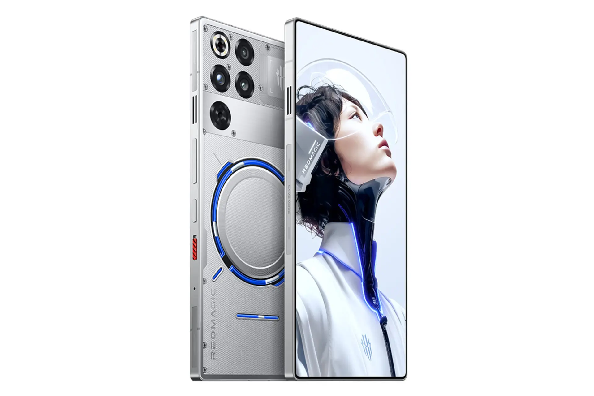 نمای جانبی گوشی موبایل نوبیا رد مجیک 11 پرو پلاس زد تی ای نقره ای شفاف / ZTE nubia RedMagic 11 Pro Plus